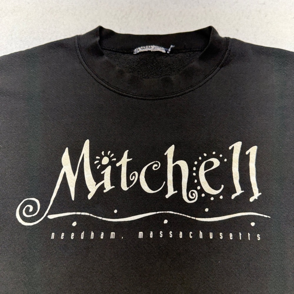 Vintage Mitchell Needham Massachusetts Sweatshirt Faded Black Boxy Fit XL 90s - Picture 2 of 9